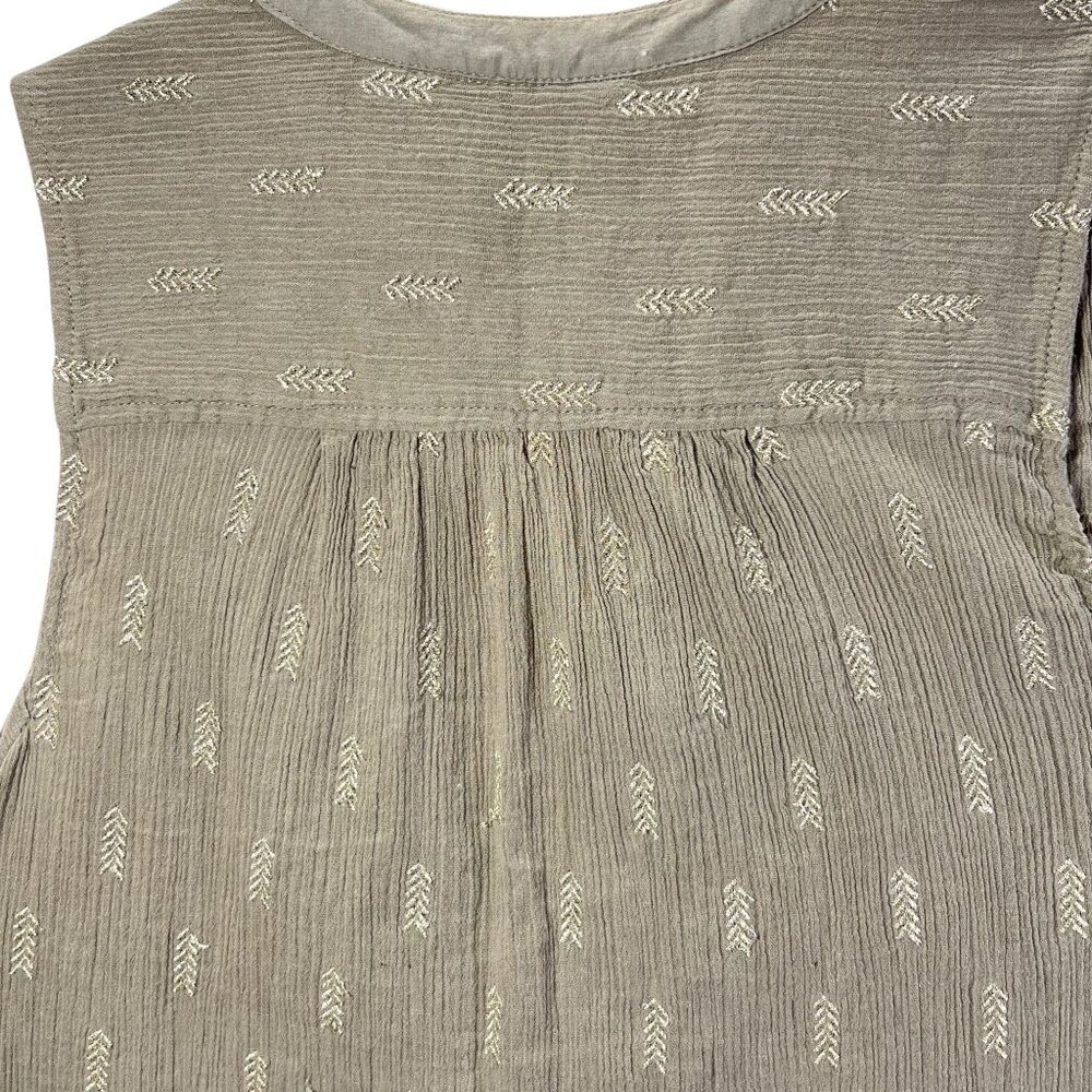 Anthropologie Vanessa Virginia Sleeveless Top Button Down Metallic Embroidery 8 - Picture 4 of 11